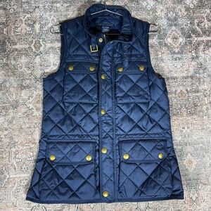 Ralph Lauren Down Filled Quilted Vest Navy Blue Snap Front Women's Medium